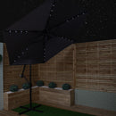 3m Solar Powered Lit Banana Cantilever Garden Parasol with LEDs & Base Weights Included in Grey