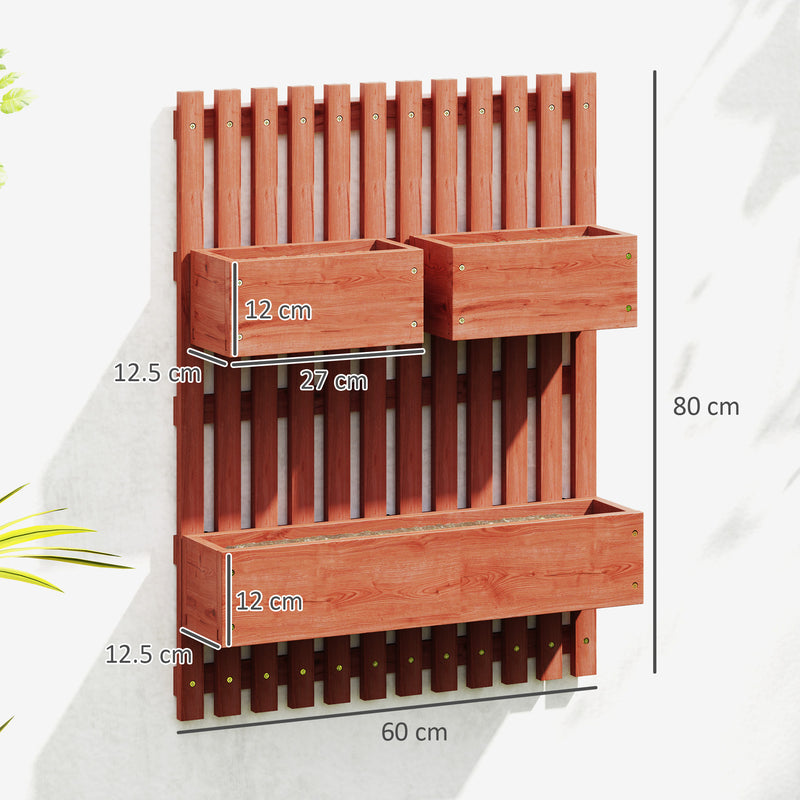 Outsunny Wooden Garden Planters With Trellis Wall-mounted Raised Garden Bed