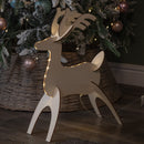 50cm Battery Operated Light up 3D Wooden Christmas Reindeer with 31 Warm White LEDs