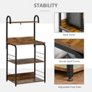 HOMCOM 4-Tier Baker's Rack with Storage, Microwave Stand with 4 Hooks