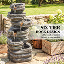 Outsunny Outdoor Fountain, Resin Freestanding Garden Fountain, Grey