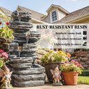 Outsunny Outdoor Fountain, Resin Freestanding Garden Fountain, Grey