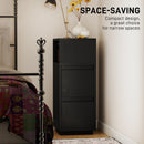 HOMCOM Slim Bedside Table, Bedside Cabinet with Open Shelf and 2 Drawers