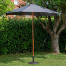 Outdoor 2 Person Folding Wooden Garden Dining Table Chairs Grey Parasol and Base Set