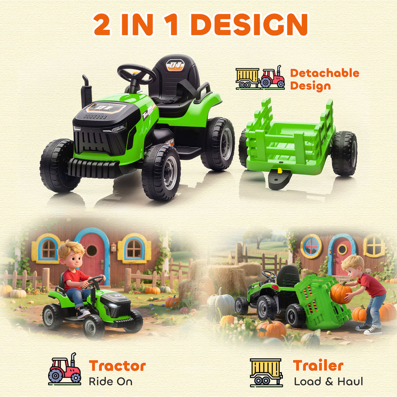 AIYAPLAY Ride on Tractor and Trailer, 12V Electric Ride on Tractor,