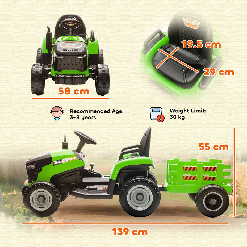 AIYAPLAY Ride on Tractor and Trailer, 12V Electric Ride on Tractor,