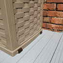 335 Litre Dark Brown Rattan Effect Garden Storage Box With Sit On Lid