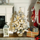 HOMCOM 3ft Artificial Christmas Tree with LED Light, Concrete Base