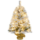 HOMCOM 3ft Artificial Christmas Tree with LED Light, Concrete Base