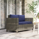 Outsunny Rattan Wicker 2-seat Sofa Loveseat Padded Garden Furniture