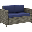 Outsunny Rattan Wicker 2-seat Sofa Loveseat Padded Garden Furniture