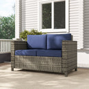 Outsunny Rattan Wicker 2-seat Sofa Loveseat Padded Garden Furniture