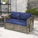 Outsunny Rattan Wicker 2-seat Sofa Loveseat Padded Garden Furniture
