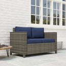 Outsunny Rattan Wicker 2-seat Sofa Loveseat Padded Garden Furniture