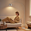 HOMCOM Arc Floor Lamp For Living Room, Free Standing Tall Lamp, Silver Tone