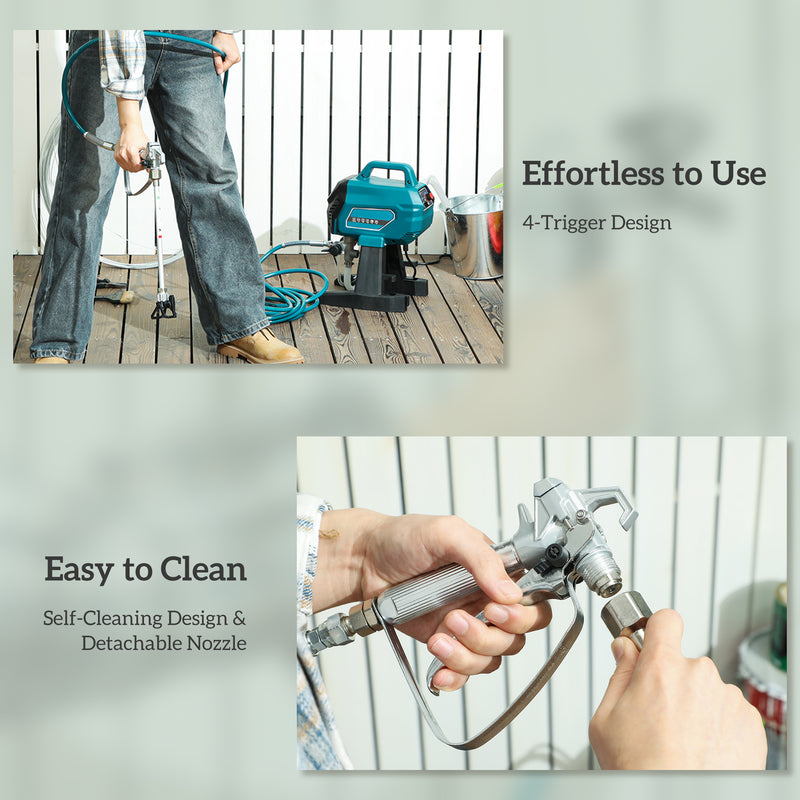 HOMCOM Airless Paint Sprayer, Wall Spray Gun for DIY Painting, 200 Bar