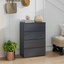 HOMCOM Bedroom Chest of Drawers, High Gloss 4 Drawers Dresser, Grey