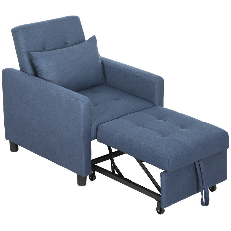 HOMCOM Convertible Single Chair Bed with Upholstered Fabric