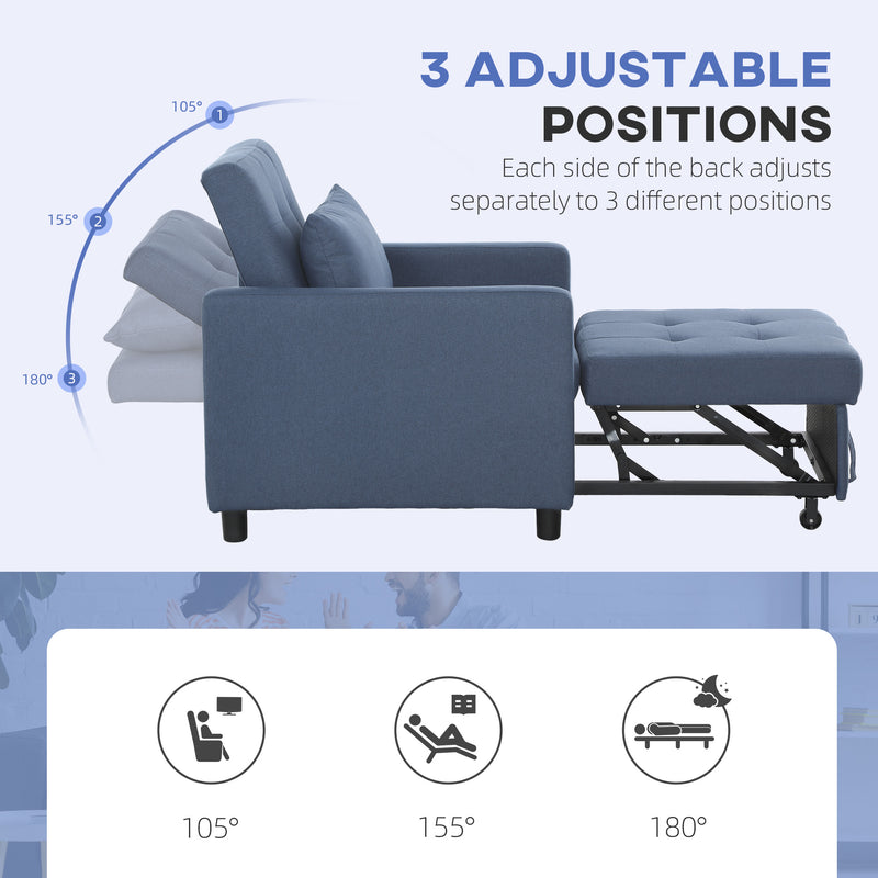 HOMCOM Convertible Single Chair Bed with Upholstered Fabric