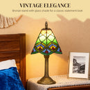 HOMCOM Handcrafted Stained Glass Bedside Lamp, Tiffany Style Table Lamp