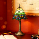 HOMCOM Handcrafted Stained Glass Bedside Lamp, Tiffany Style Table Lamp