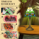 HOMCOM Handcrafted Stained Glass Bedside Lamp, Tiffany Style Table Lamp