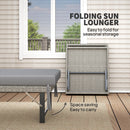 Outsunny Folding Rattan Sun Lounger With Adjustable Back, Cushion, Grey