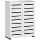 HOMCOM Shoe Storage Cabinet with Slatted Doors for 15 Pairs of Shoes White