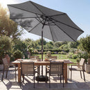 Outsunny 2.7 m Garden Parasol Umbrella with Cross Base, Sandbag, Light Grey