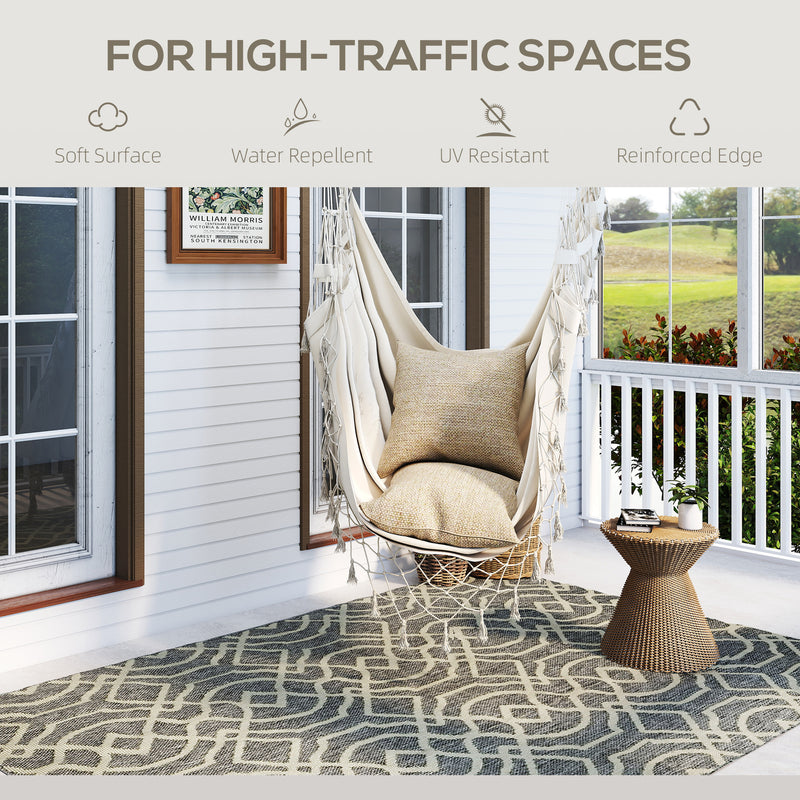 HOMCOM Easy-Cleaning Machine Washable Rug For Patio, Garden, Grey