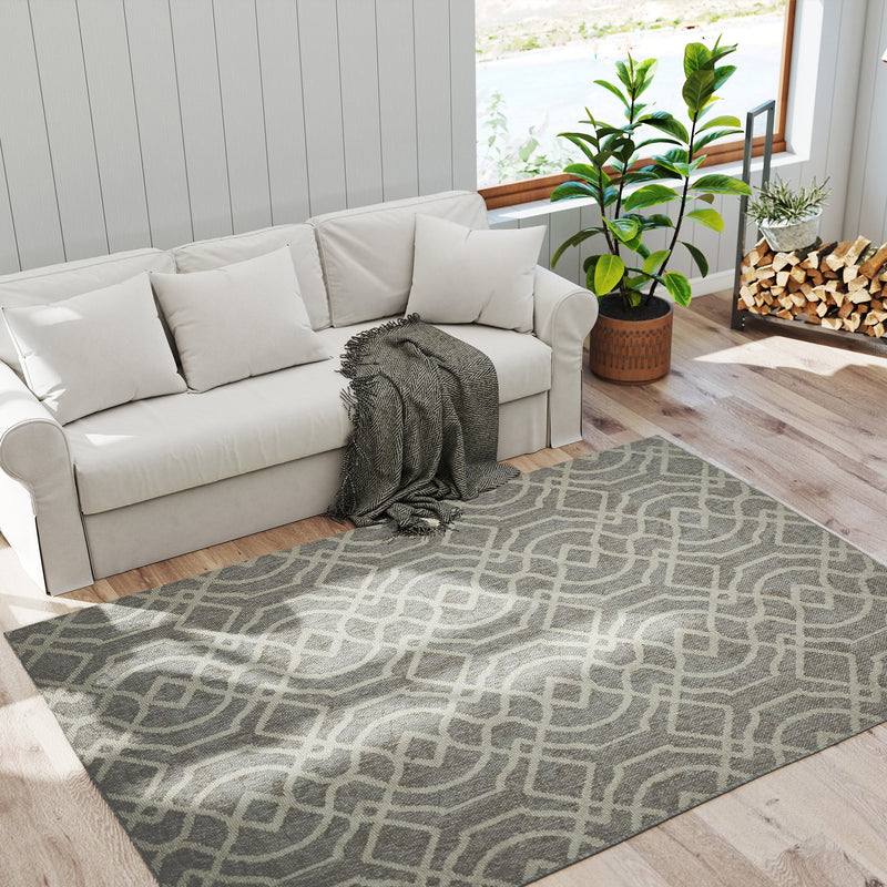 HOMCOM Easy-Cleaning Machine Washable Rug For Patio, Garden, Grey