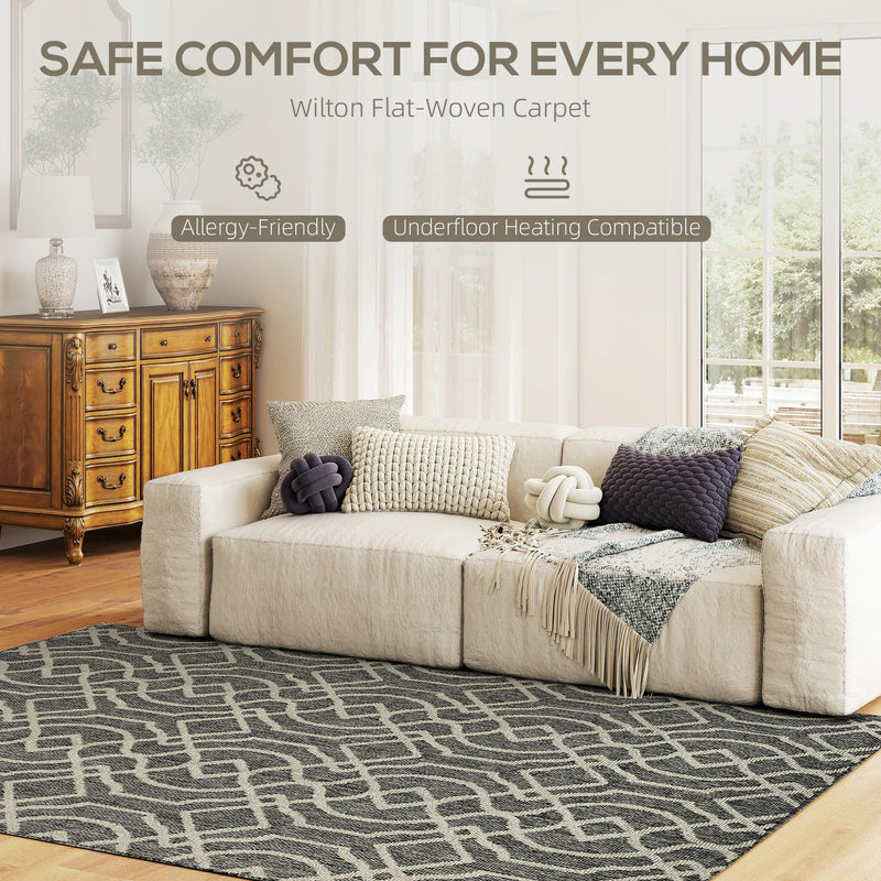 HOMCOM Easy-Cleaning Machine Washable Rug For Patio, Garden, Grey