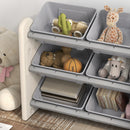 AIYAPLAY Kids Toy Storage Units with 6 Storage Boxes, 76 x 37 x 60cm, Grey