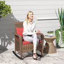 Outsunny Rattan Garden Rocking Chair w/ Seat and Back Cushions