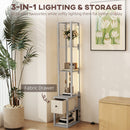 HOMCOM Floor Lamp with Shelves, LED Standing Lamp with Fabric Drawer