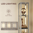 HOMCOM Floor Lamp with Shelves, LED Standing Lamp with Fabric Drawer
