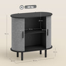 HOMCOM Modern Sideboard With 2 Sliding Doors Tambour Kitchen Cupboard Grey