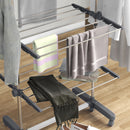 HOMCOM 4-Tier Large Clothes Airer Stainless Steel Clothes Drying Rack Grey