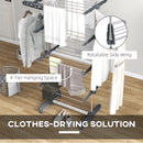 HOMCOM 4-Tier Large Clothes Airer Stainless Steel Clothes Drying Rack Grey