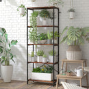 HOMCOM Industrial Bookshelf, Freestanding Bookcase, Rustic Brown and Black