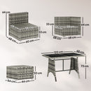 Outsunny 10 Piece Rattan Garden Furniture Set, Outdoor Patio Furniture