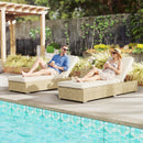 Outsunny Rattan Sun Loungers Set of 2 with Side Table, Beige