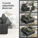 HOMCOM 2 Seater Sofa Bed, Convertible Pull Out Bed Settee, Charcoal Grey