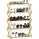 HOMCOM Bamboo Shoe Rack, Folding Shoe Shelf