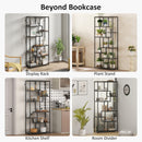 HOMCOM Industrial Bookcase 7-Tier Bookshelf Shelving Unit Grey Black