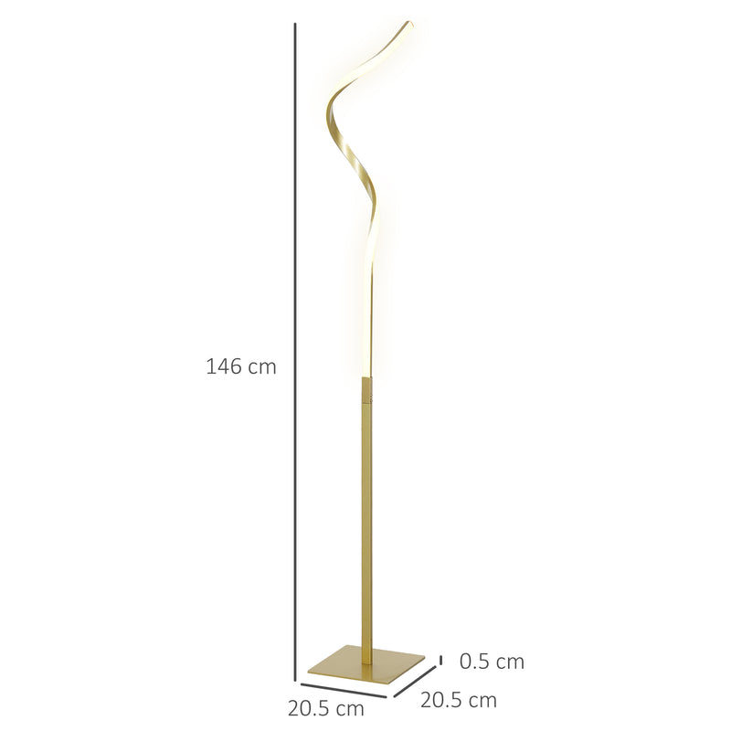 HOMCOM LED Floor Lamp, Standing Lamp with3 Adjustable Brightness Gold Tone
