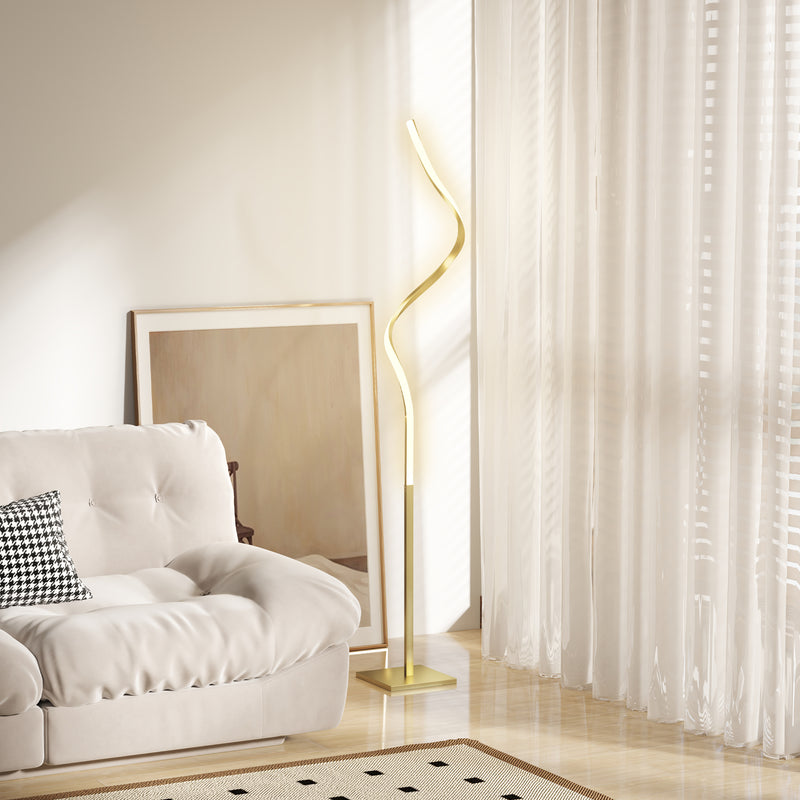HOMCOM LED Floor Lamp, Standing Lamp with3 Adjustable Brightness Gold Tone