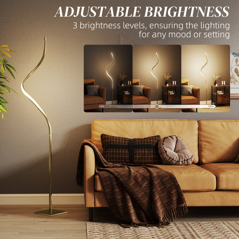 HOMCOM LED Floor Lamp, Standing Lamp with3 Adjustable Brightness Gold Tone