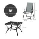 Outsunny 5 PCs Garden Dining Set, Folding Chairs And Metal Top Table
