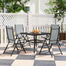 Outsunny 5 PCs Garden Dining Set, Folding Chairs And Metal Top Table
